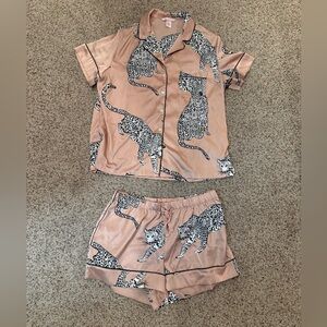 Victoria's Secret Pink Leopard Satin Pajama Set